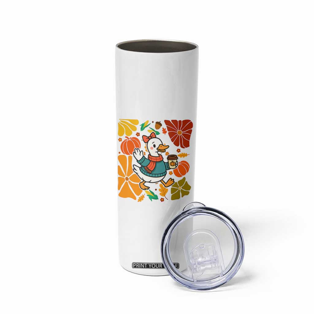 Thanksgiving Duck Lover Gift Skinny Tumbler Cute Duck Drinking Coffee TS12 Print Your Wear