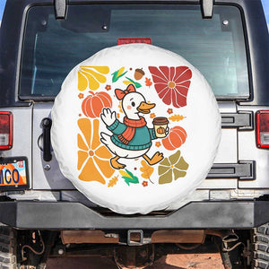 Thanksgiving Duck Lover Gift Spare Tire Cover Cute Duck Drinking Coffee TS12 No hole White Print Your Wear