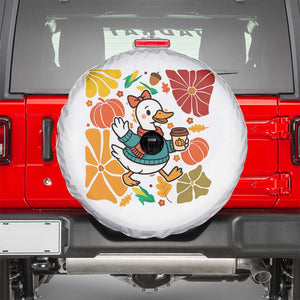 Thanksgiving Duck Lover Gift Spare Tire Cover Cute Duck Drinking Coffee TS12 White Print Your Wear