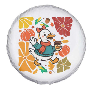Thanksgiving Duck Lover Gift Spare Tire Cover Cute Duck Drinking Coffee TS12 Print Your Wear