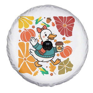 Thanksgiving Duck Lover Gift Spare Tire Cover Cute Duck Drinking Coffee TS12 Print Your Wear