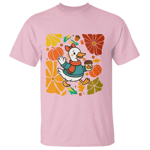 Thanksgiving Duck Lover Gift T Shirt Cute Duck Drinking Coffee TS12 Light Pink Print Your Wear