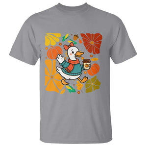 Thanksgiving Duck Lover Gift T Shirt Cute Duck Drinking Coffee TS12 Sport Gray Print Your Wear