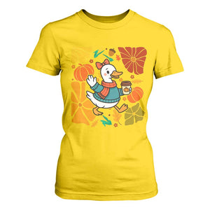Thanksgiving Duck Lover Gift T Shirt For Women Cute Duck Drinking Coffee TS12 Daisy Print Your Wear