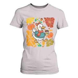 Thanksgiving Duck Lover Gift T Shirt For Women Cute Duck Drinking Coffee TS12 Ice Gray Print Your Wear