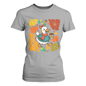 Thanksgiving Duck Lover Gift T Shirt For Women Cute Duck Drinking Coffee TS12 Sport Gray Print Your Wear