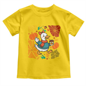 Thanksgiving Duck Lover Gift Toddler T Shirt Cute Duck Drinking Coffee TS12 Daisy Print Your Wear