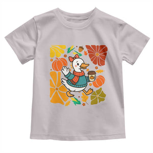 Thanksgiving Duck Lover Gift Toddler T Shirt Cute Duck Drinking Coffee TS12 Ice Gray Print Your Wear