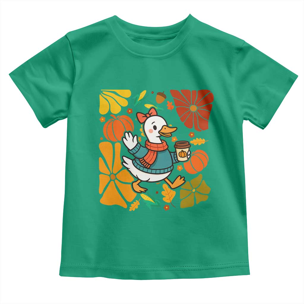 Thanksgiving Duck Lover Gift Toddler T Shirt Cute Duck Drinking Coffee TS12 Irish Green Print Your Wear