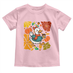 Thanksgiving Duck Lover Gift Toddler T Shirt Cute Duck Drinking Coffee TS12 Light Pink Print Your Wear