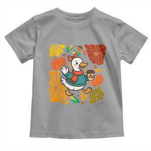 Thanksgiving Duck Lover Gift Toddler T Shirt Cute Duck Drinking Coffee TS12 Sport Gray Print Your Wear
