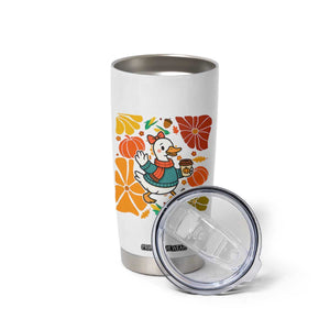 Thanksgiving Duck Lover Gift Tumbler Cup Cute Duck Drinking Coffee TS12 Print Your Wear