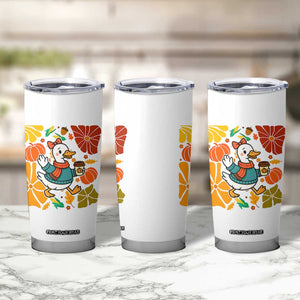 Thanksgiving Duck Lover Gift Tumbler Cup Cute Duck Drinking Coffee TS12 Print Your Wear