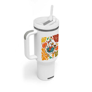 Thanksgiving Duck Lover Gift Tumbler With Handle Cute Duck Drinking Coffee TS12 Print Your Wear