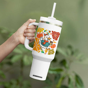 Thanksgiving Duck Lover Gift Tumbler With Handle Cute Duck Drinking Coffee TS12 Print Your Wear