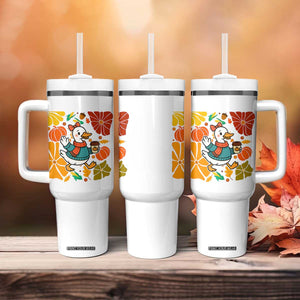 Thanksgiving Duck Lover Gift Tumbler With Handle Cute Duck Drinking Coffee TS12 Print Your Wear