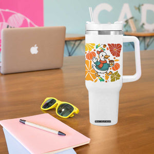 Thanksgiving Duck Lover Gift Tumbler With Handle Cute Duck Drinking Coffee TS12 Print Your Wear