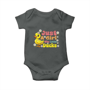 Duck Lover Gift Baby Onesie Just A Girl Who Loves Ducks TS12 Dark Heather Print Your Wear