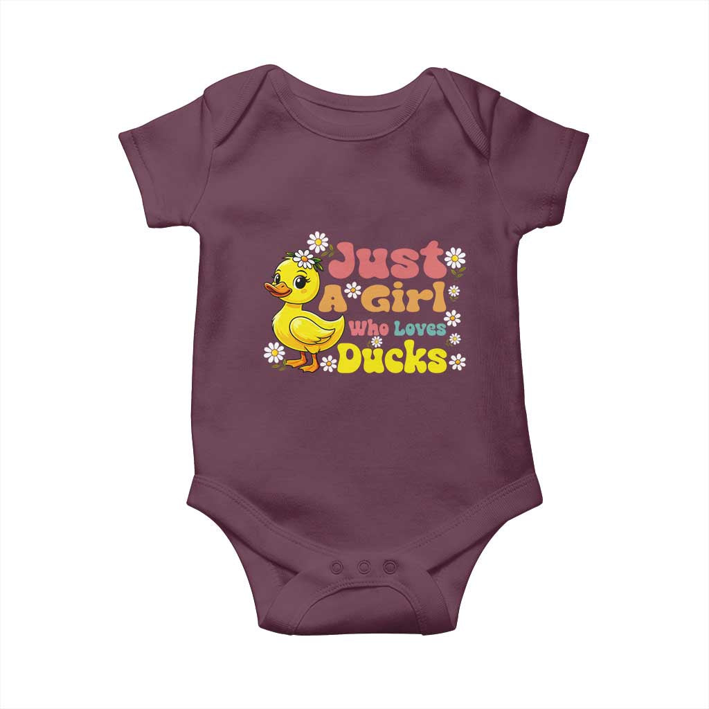 Duck Lover Gift Baby Onesie Just A Girl Who Loves Ducks TS12 Maroon Print Your Wear