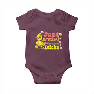 Duck Lover Gift Baby Onesie Just A Girl Who Loves Ducks TS12 Maroon Print Your Wear