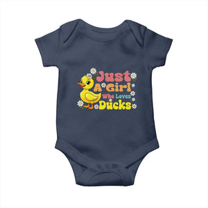 Duck Lover Gift Baby Onesie Just A Girl Who Loves Ducks TS12 Navy Print Your Wear