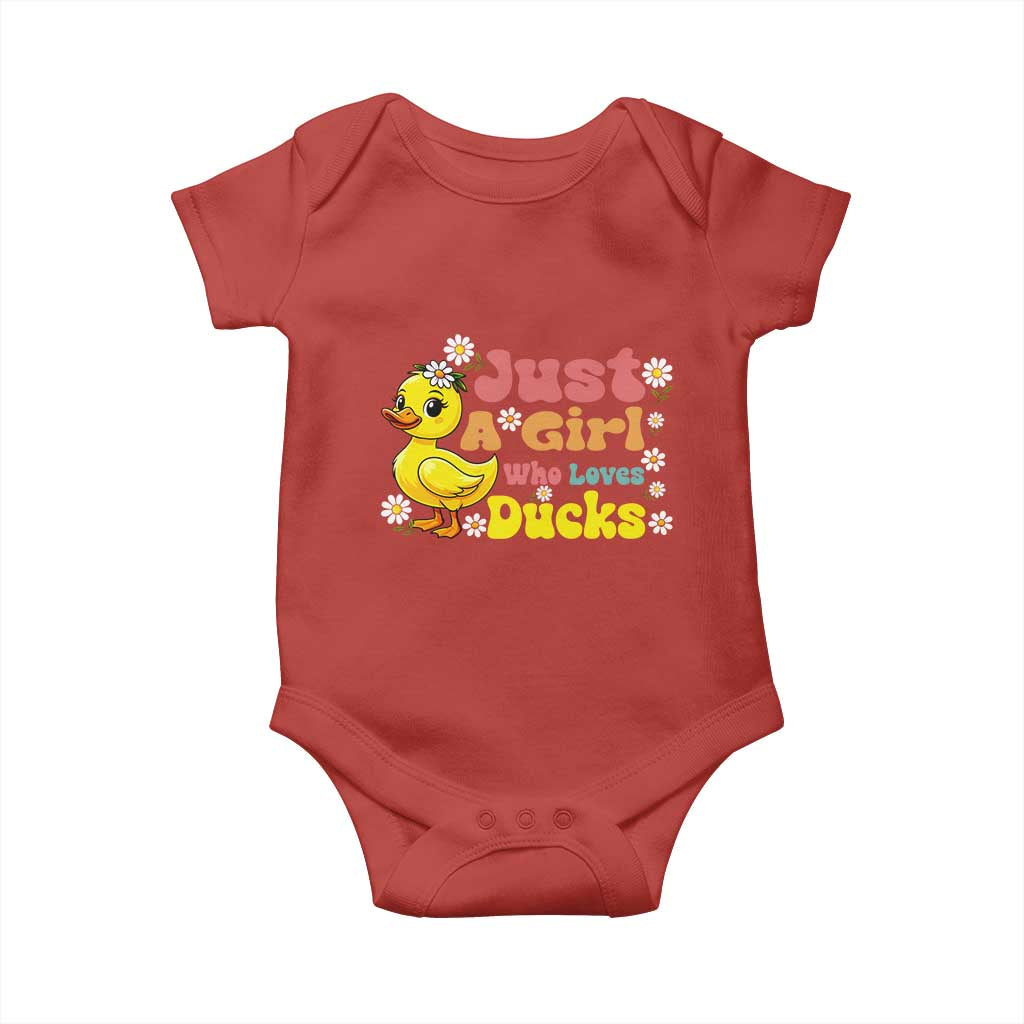 Duck Lover Gift Baby Onesie Just A Girl Who Loves Ducks TS12 Red Print Your Wear