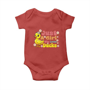 Duck Lover Gift Baby Onesie Just A Girl Who Loves Ducks TS12 Red Print Your Wear