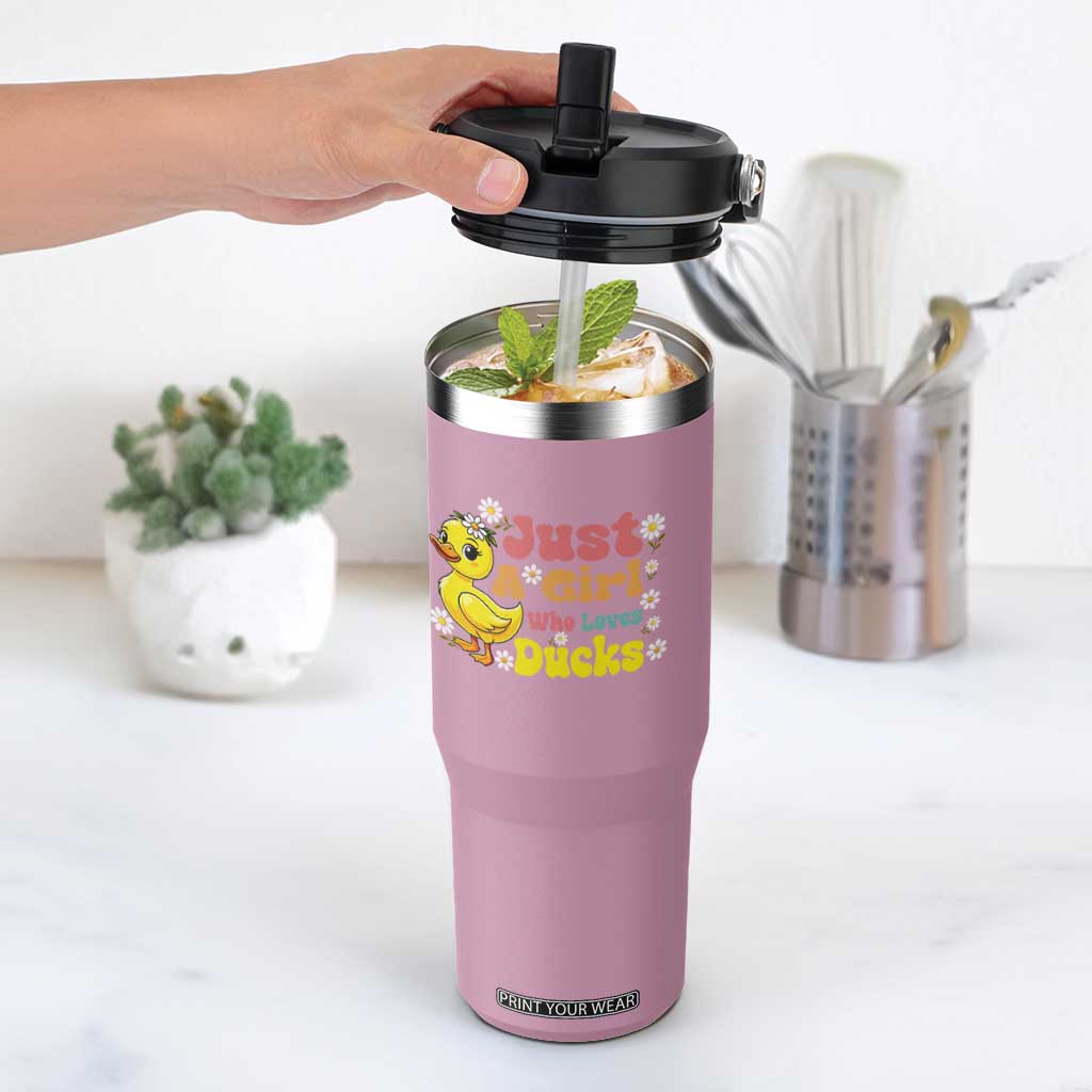 Duck Lover Gift Flip Straw Tumbler Just A Girl Who Loves Ducks TS12 One Size: 30 oz Light Pink Print Your Wear