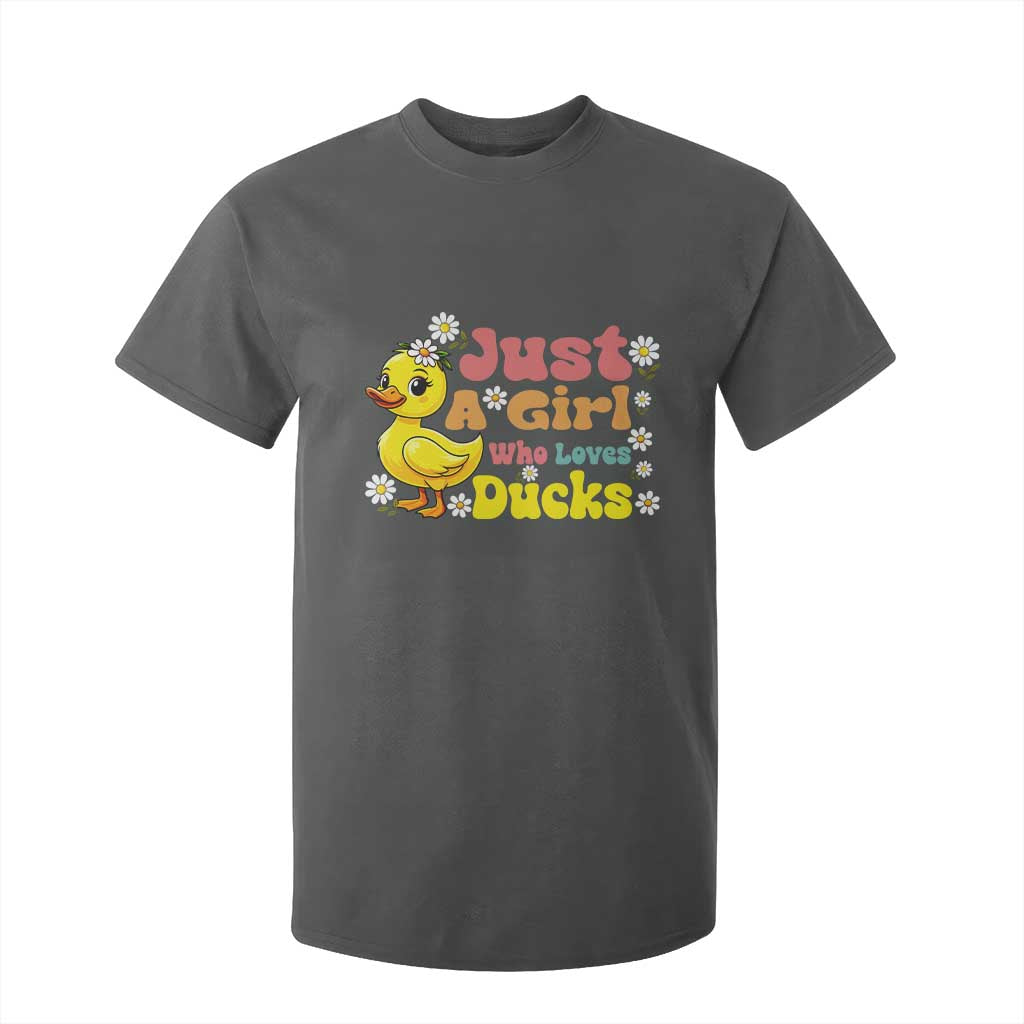 Duck Lover Gift T Shirt For Kid Just A Girl Who Loves Ducks TS12 Dark Heather Print Your Wear