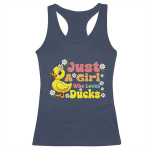 Duck Lover Gift Racerback Tank Top Just A Girl Who Loves Ducks TS12 Navy Print Your Wear