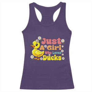 Duck Lover Gift Racerback Tank Top Just A Girl Who Loves Ducks TS12 Purple Print Your Wear
