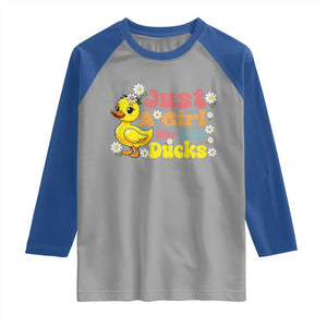 Duck Lover Gift Raglan Shirt Just A Girl Who Loves Ducks TS12 Sport Gray Royal Print Your Wear