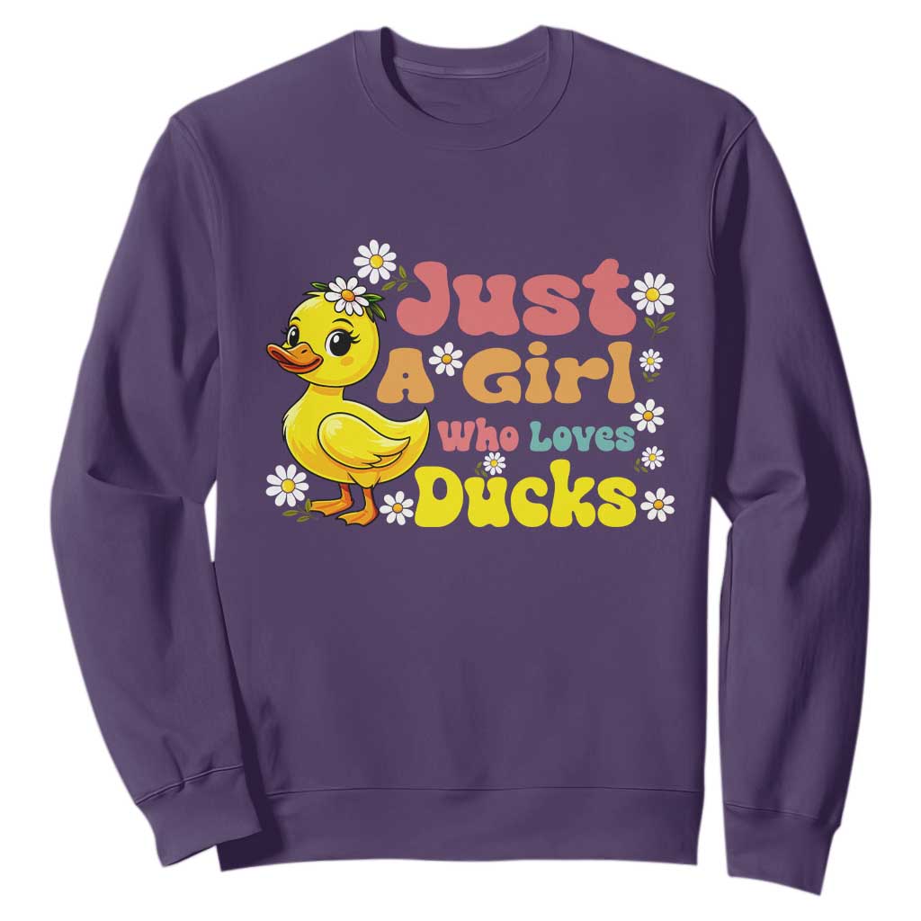 Duck Lover Gift Sweatshirt Just A Girl Who Loves Ducks TS12 Purple Print Your Wear