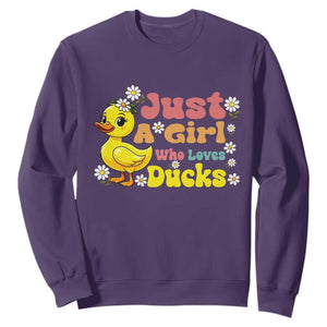 Duck Lover Gift Sweatshirt Just A Girl Who Loves Ducks TS12 Purple Print Your Wear