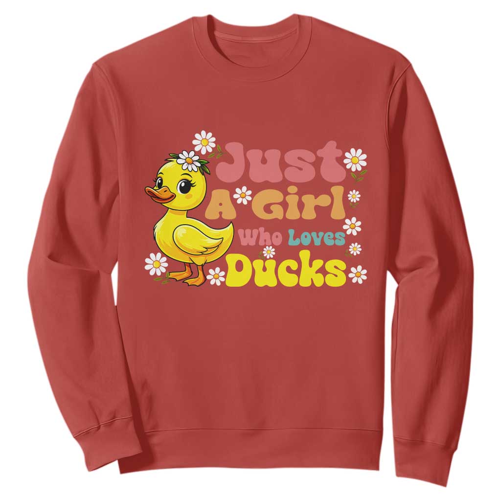 Duck Lover Gift Sweatshirt Just A Girl Who Loves Ducks TS12 Red Print Your Wear