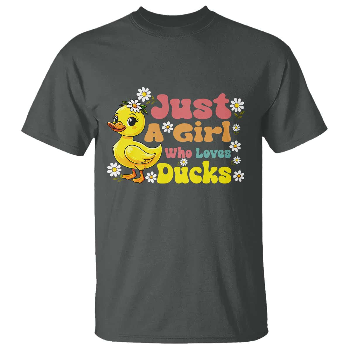Duck Lover Gift T Shirt Just A Girl Who Loves Ducks TS12 Dark Heather Print Your Wear
