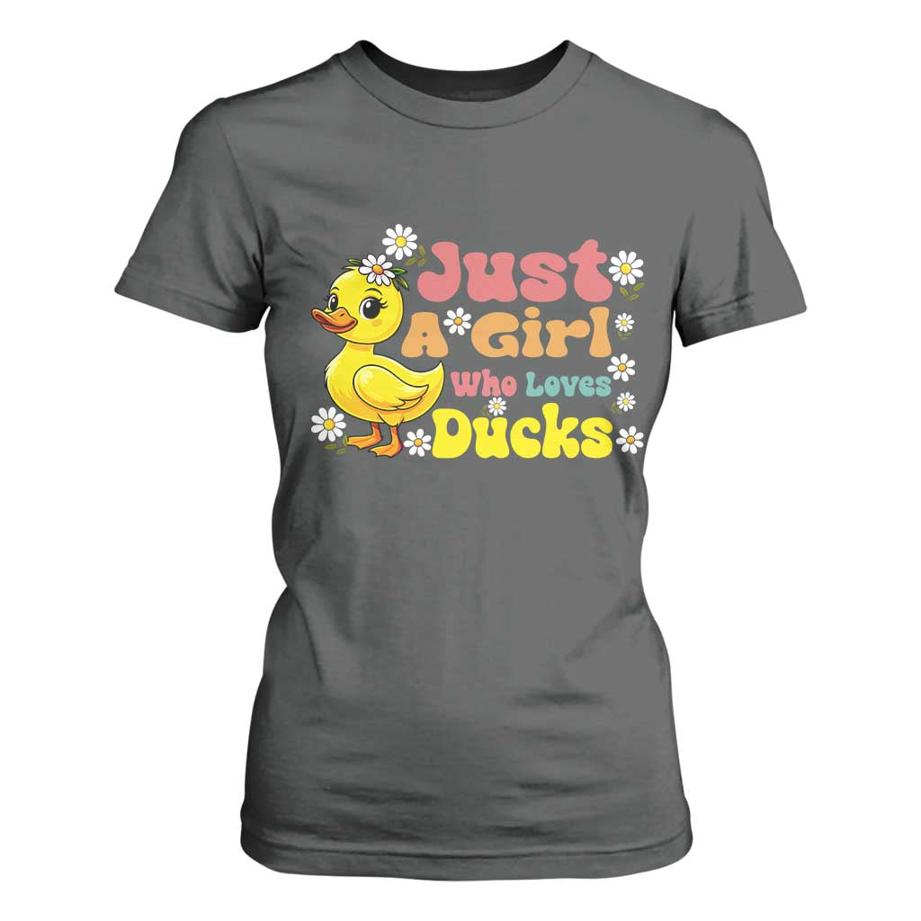 Duck Lover Gift T Shirt For Women Just A Girl Who Loves Ducks TS12 Dark Heather Print Your Wear