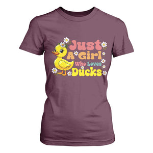 Duck Lover Gift T Shirt For Women Just A Girl Who Loves Ducks TS12 Maroon Print Your Wear