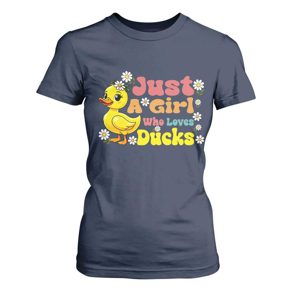 Duck Lover Gift T Shirt For Women Just A Girl Who Loves Ducks TS12 Navy Print Your Wear