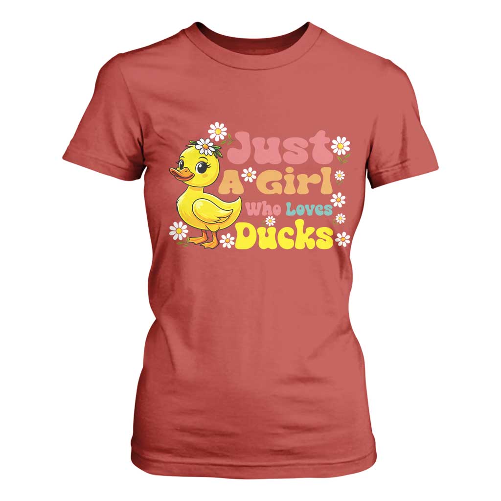 Duck Lover Gift T Shirt For Women Just A Girl Who Loves Ducks TS12 Red Print Your Wear