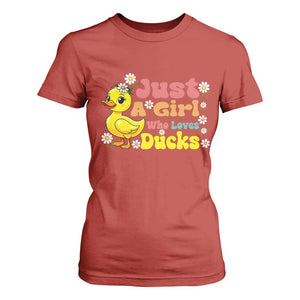 Duck Lover Gift T Shirt For Women Just A Girl Who Loves Ducks TS12 Red Print Your Wear