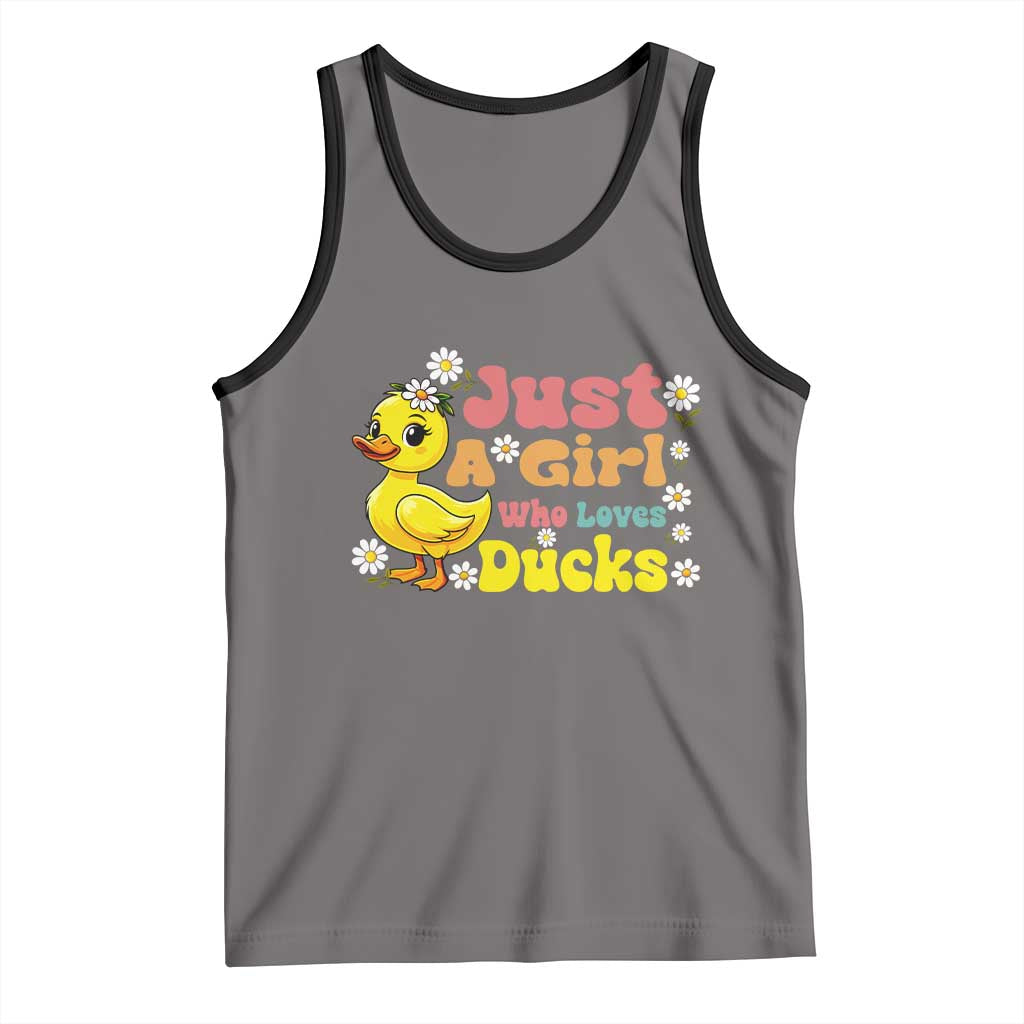 Duck Lover Gift Tank Top Just A Girl Who Loves Ducks TS12 Deep Heather Black Print Your Wear
