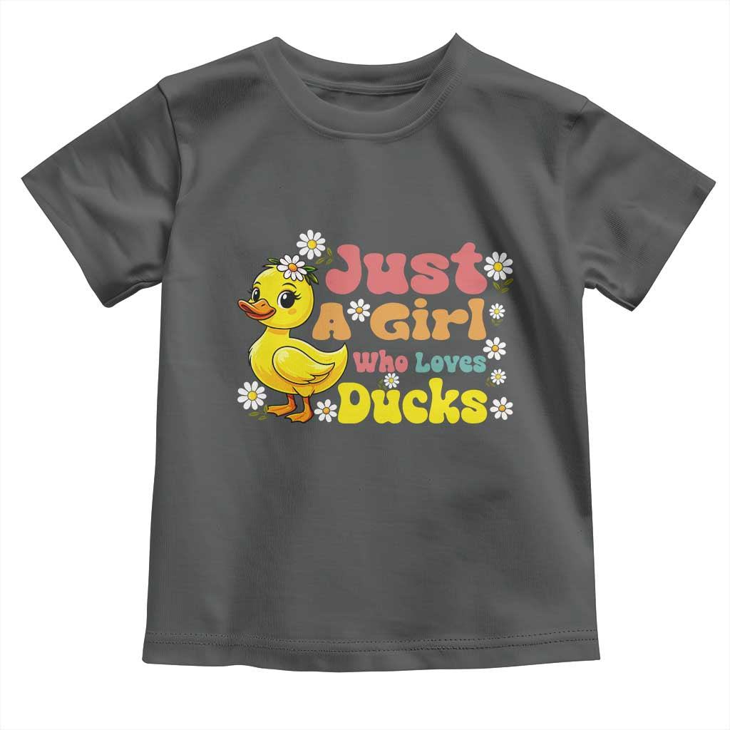 Duck Lover Gift Toddler T Shirt Just A Girl Who Loves Ducks TS12 Dark Heather Print Your Wear