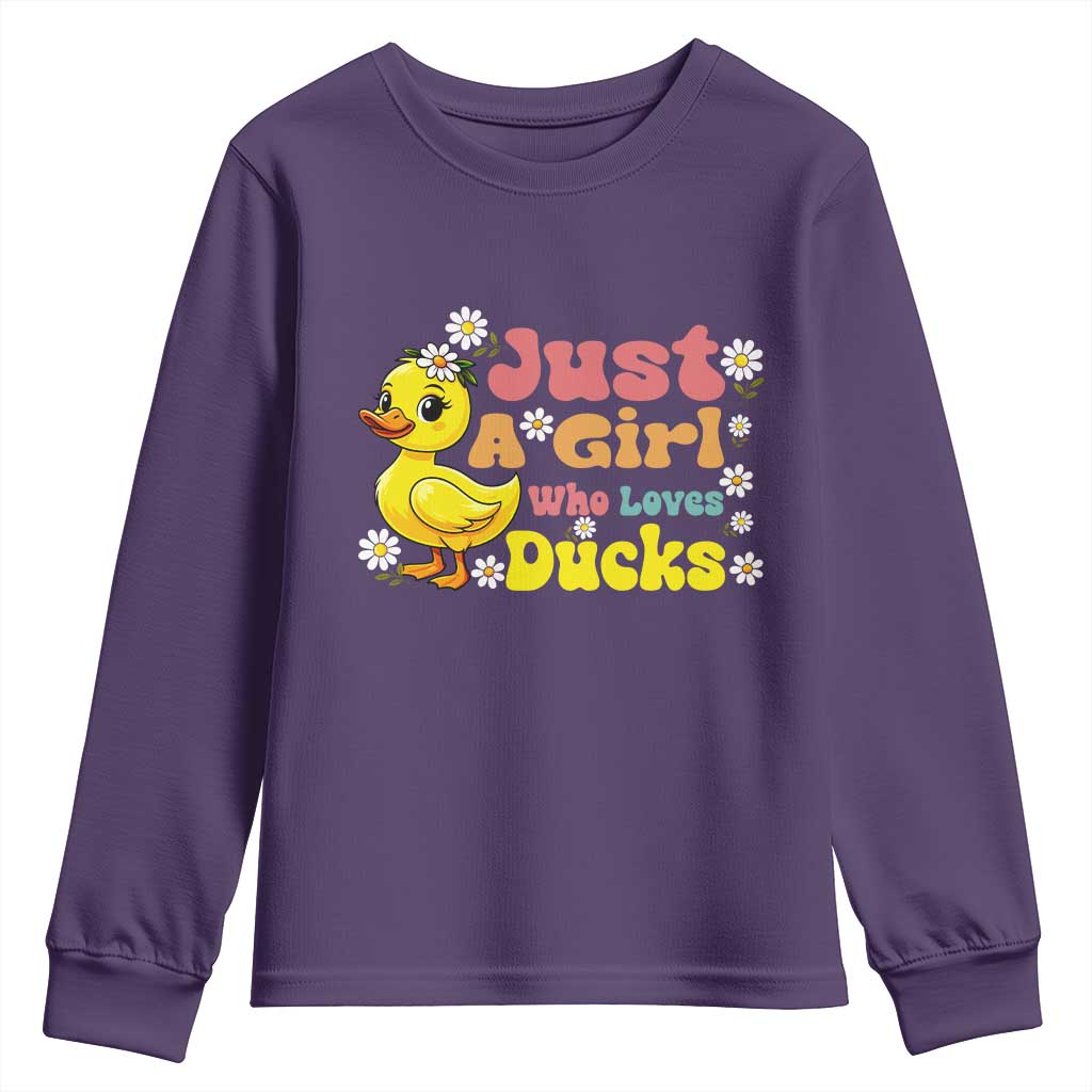 Duck Lover Gift Youth Sweatshirt Just A Girl Who Loves Ducks TS12 Purple Print Your Wear