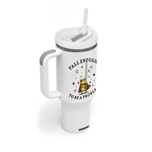 Funny Tall Enough To Be A Problem Tumbler With Handle Frog Sword Knight Medieval Fantasy Gift