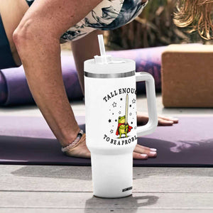 Funny Tall Enough To Be A Problem Tumbler With Handle Frog Sword Knight Medieval Fantasy Gift