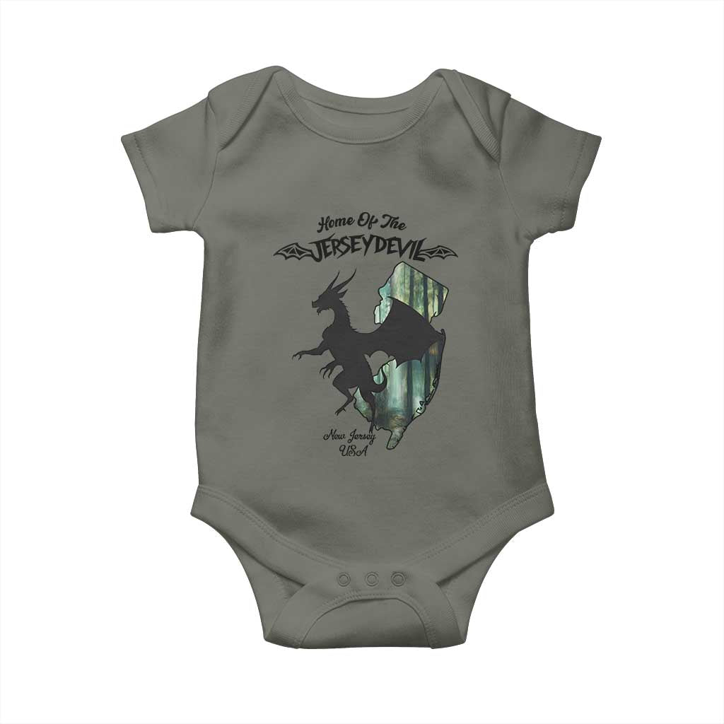 Home Of The Jersey Devil Baby Onesie Cryptid Gift TS12 Military Green Print Your Wear
