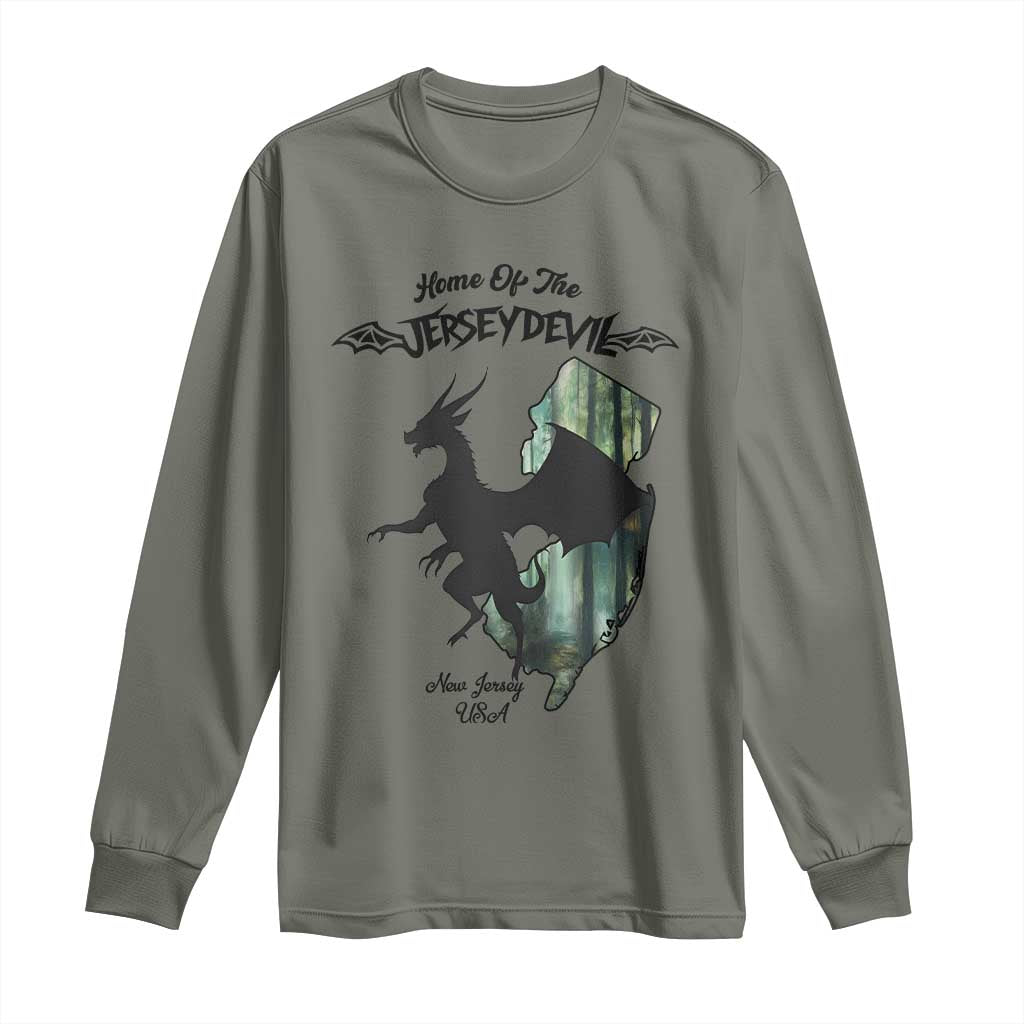 Home Of The Jersey Devil Long Sleeve Shirt Cryptid Gift TS12 Military Green Print Your Wear