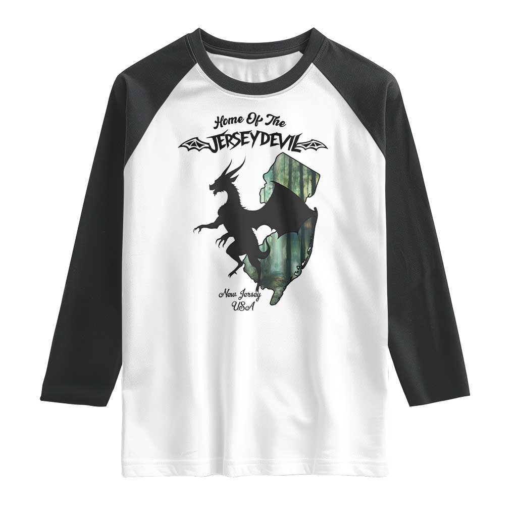 Home Of The Jersey Devil Raglan Shirt Cryptid Gift TS12 White Black Print Your Wear