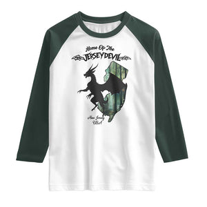 Home Of The Jersey Devil Raglan Shirt Cryptid Gift TS12 White Dark Forest Green Print Your Wear